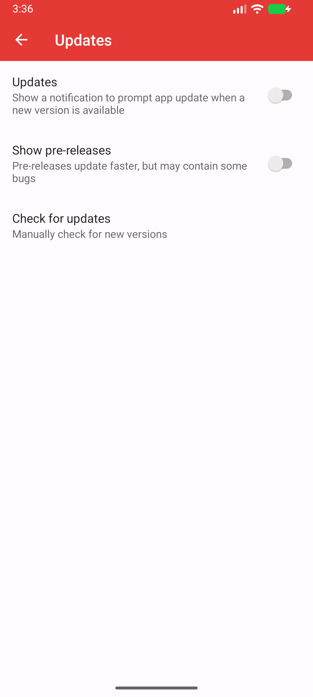 PipePipe Updates settings, 5.3.1-beta on Android 16