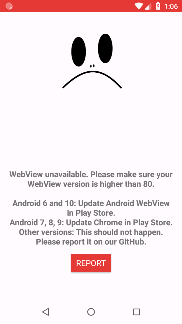 Legacy PipePipe 5.2.3 WebView version error on Android 8.1