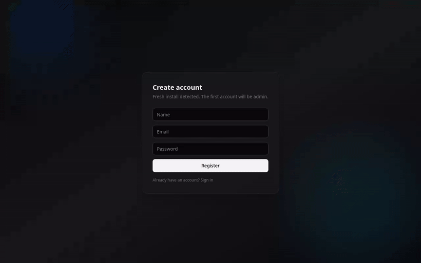 Creating the admin account
