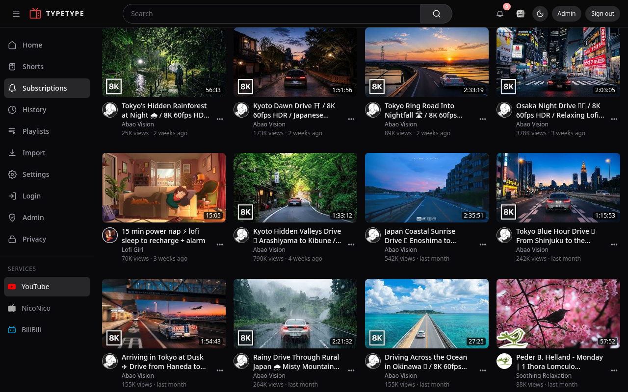 Your subscriptions feed
